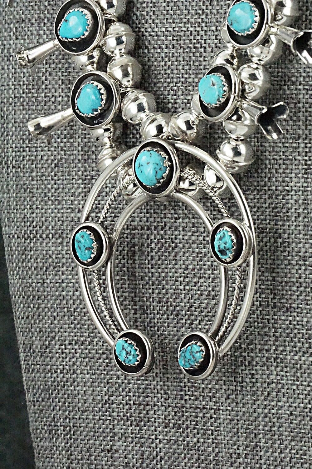 Turquoise & Sterling Silver Squash Blossom Set - Phil Garcia