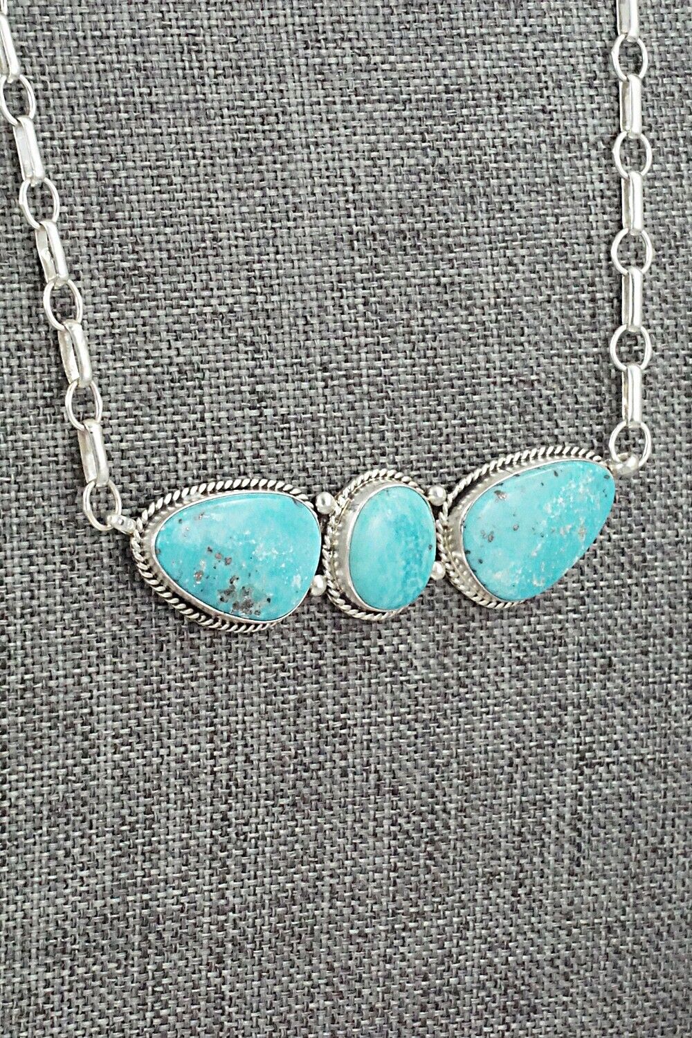 Turquoise & Sterling Silver Necklace and Earrings Set - Rena Begay