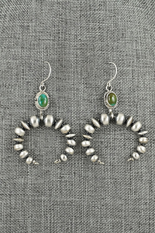 Turquoise & Sterling Silver Navajo Pearl Earrings - Rena Begay