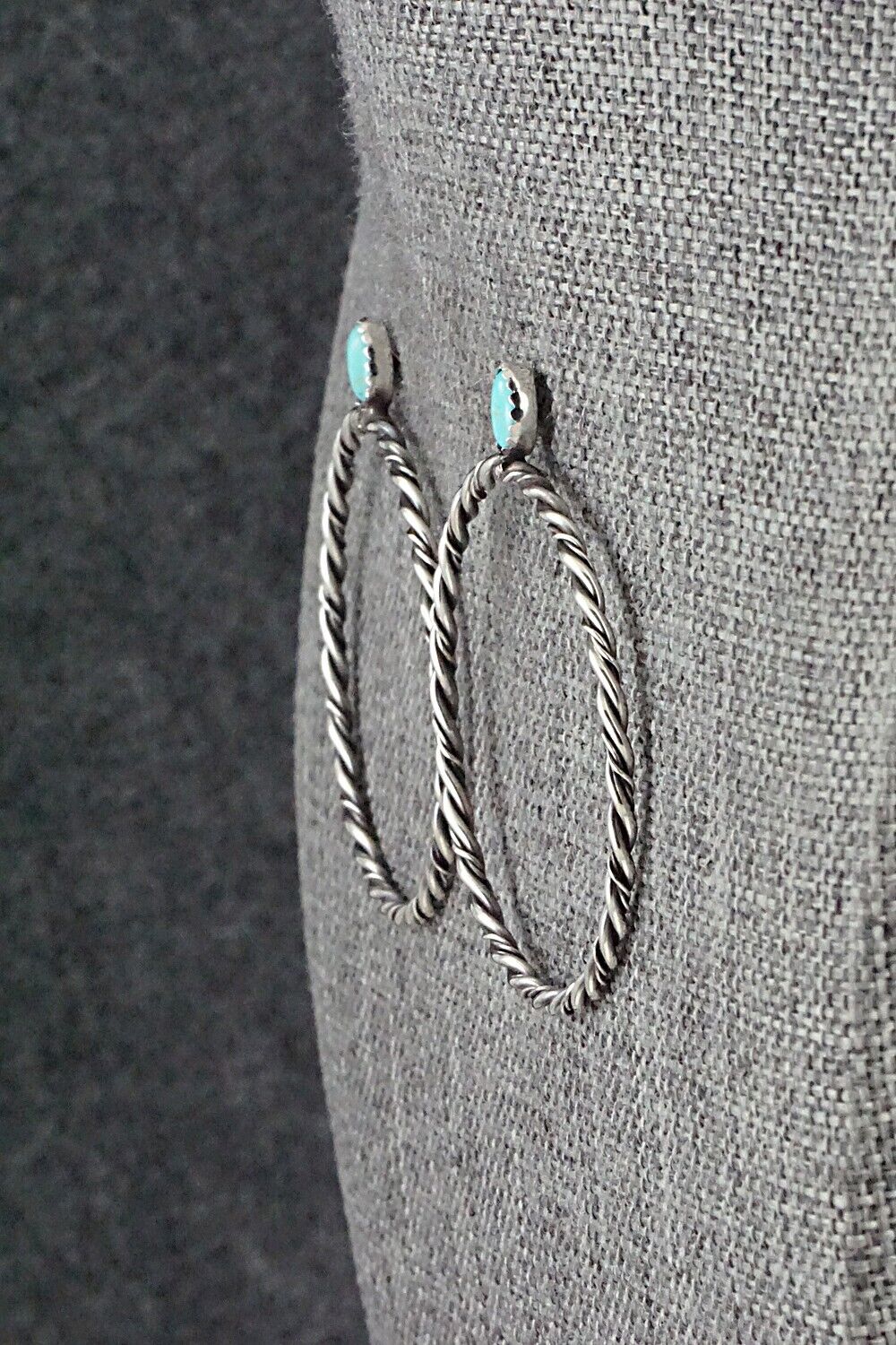 Turquoise & Sterling Silver Earrings - Nelson Leonard Jr.