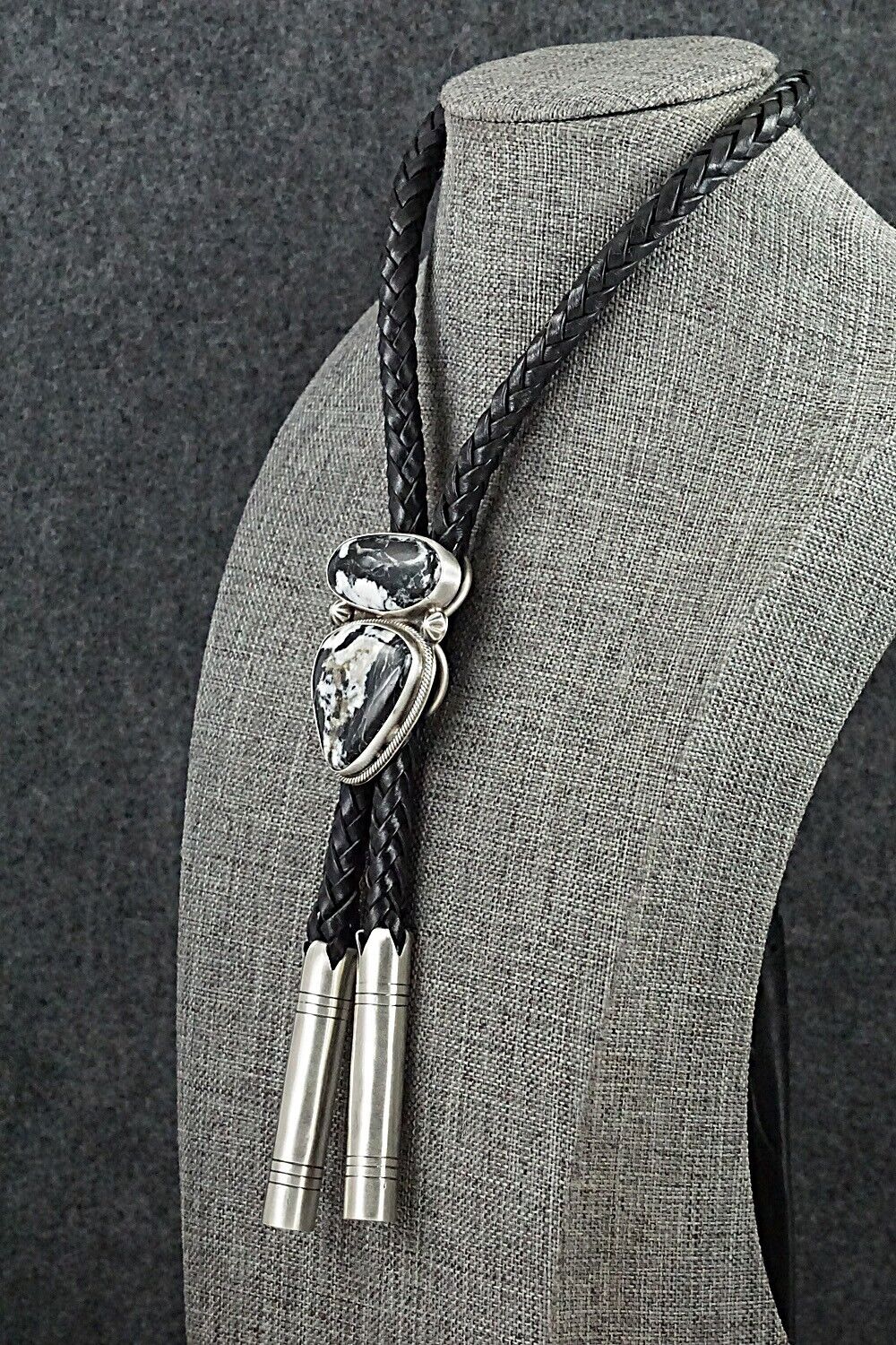 White Buffalo & Sterling Silver Bolo Tie - Bobby Johnson