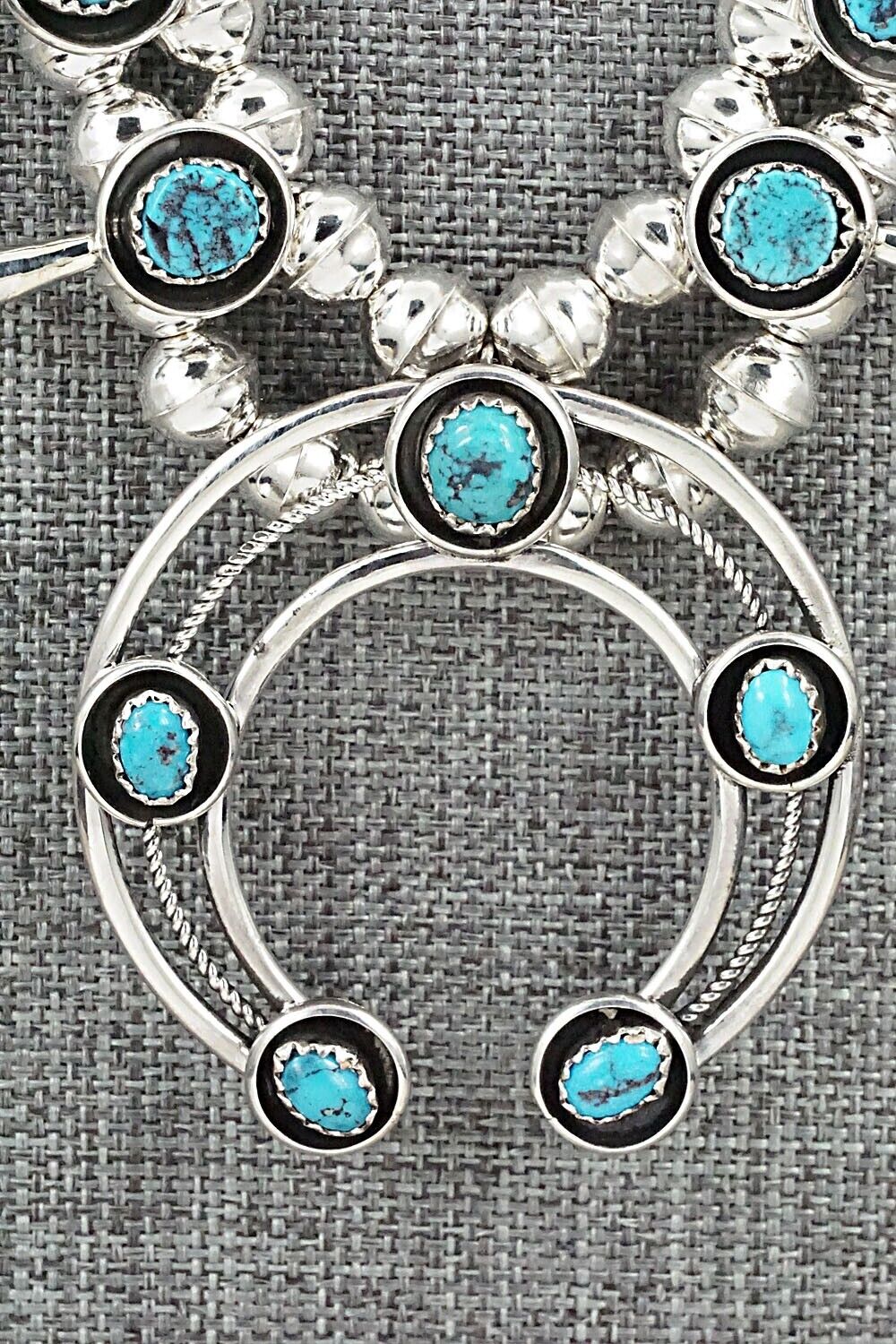 Turquoise & Sterling Silver Squash Blossom Set - Phil Garcia