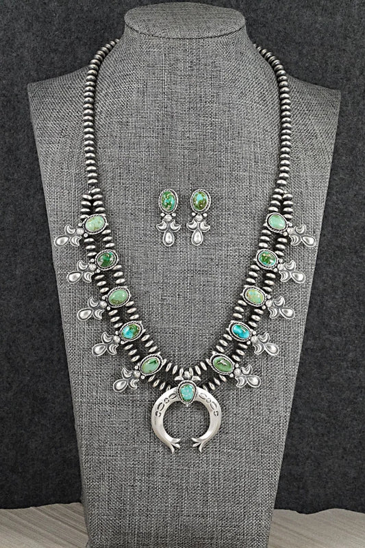 Turquoise & Sterling Silver Squash Blossom Set - Adrienne Gordon