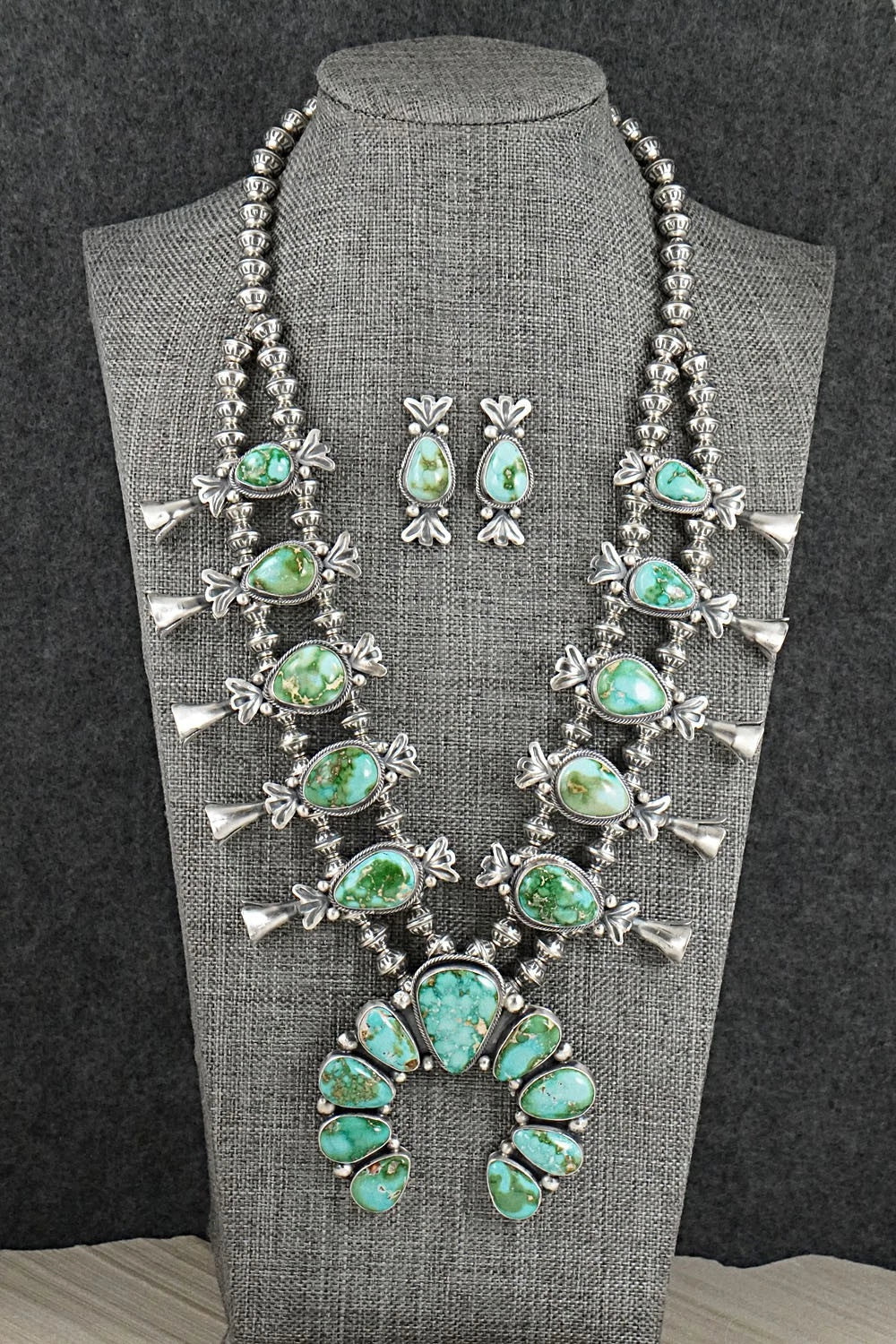 Turquoise & Sterling Silver Squash Blossom Set - Darrin Livingston