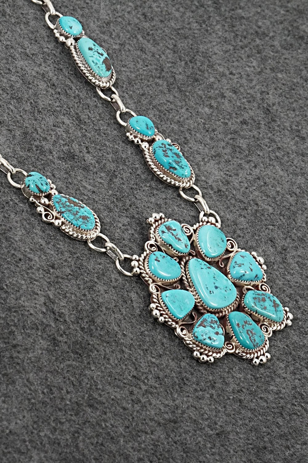 Turquoise & Sterling Silver Necklace and Earrings Set - Anthony Brown
