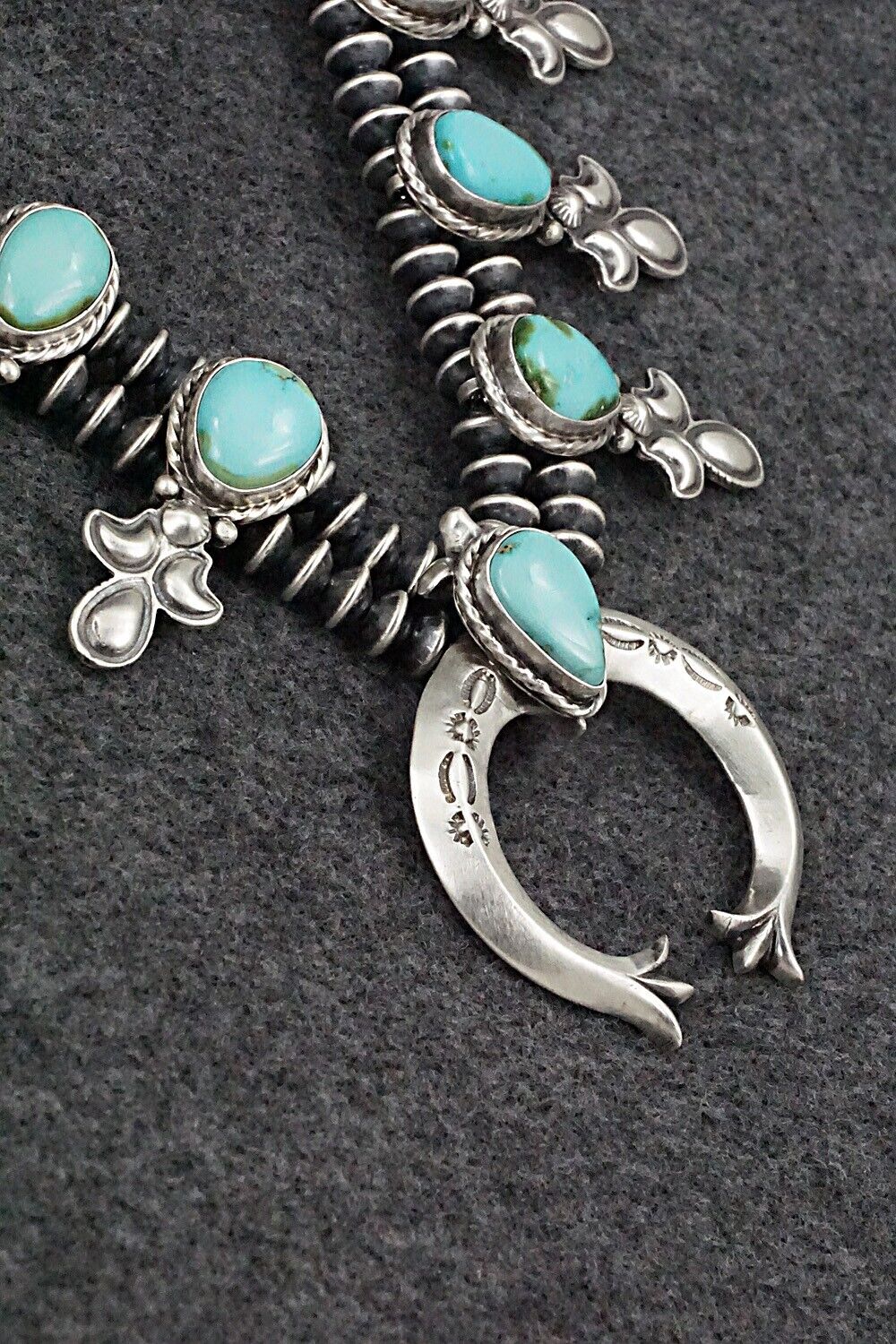 Turquoise & Sterling Silver Squash Blossom Set - Adrienne Gordon