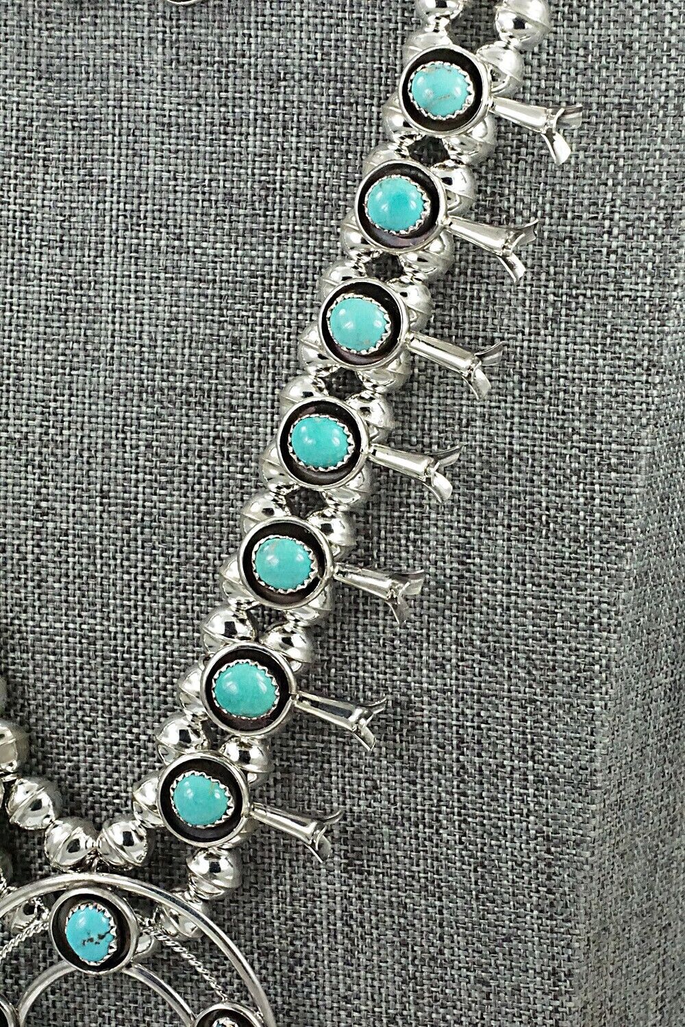 Turquoise & Sterling Silver Squash Blossom Set - Phil Garcia