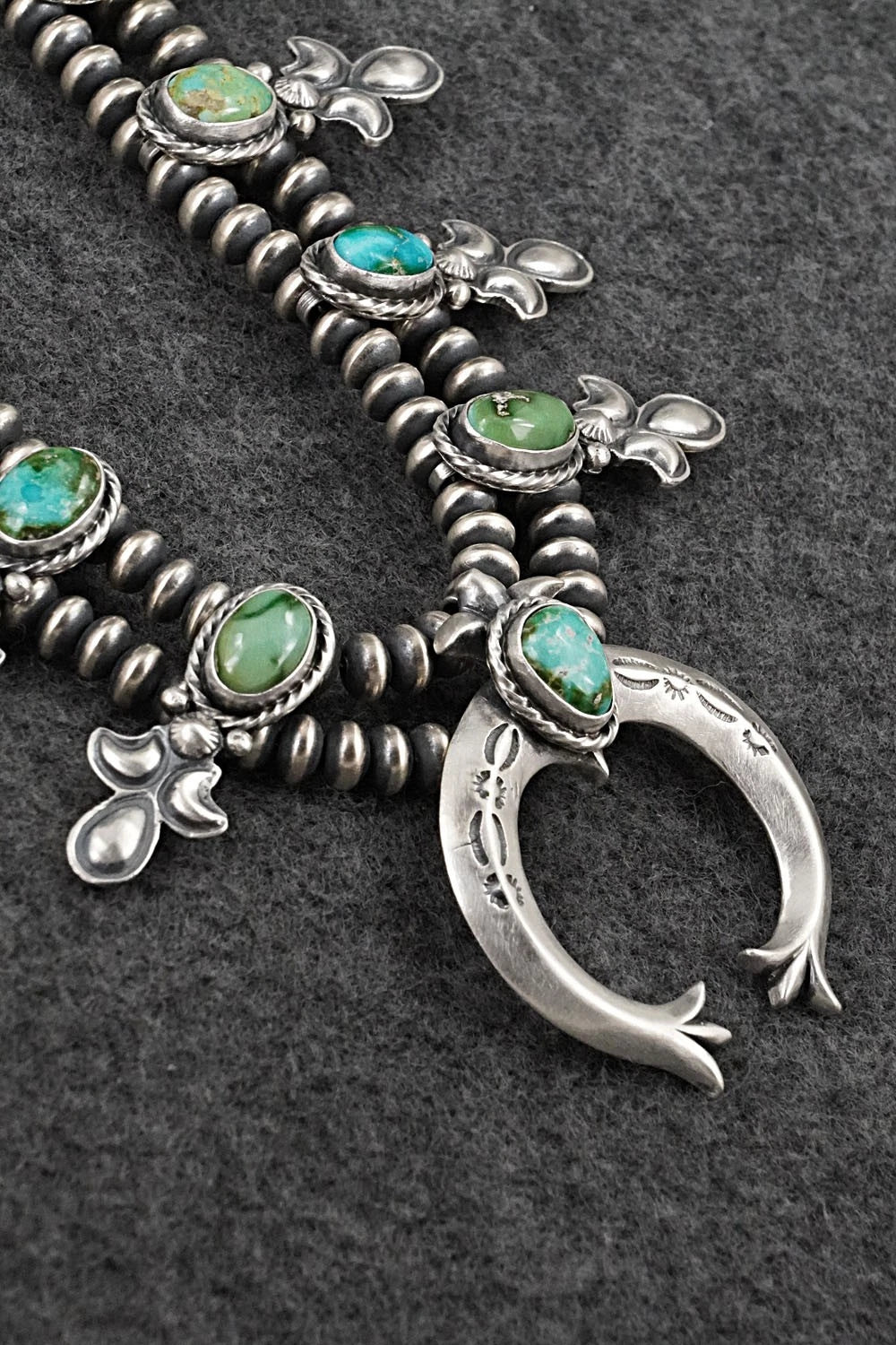 Turquoise & Sterling Silver Squash Blossom Set - Adrienne Gordon