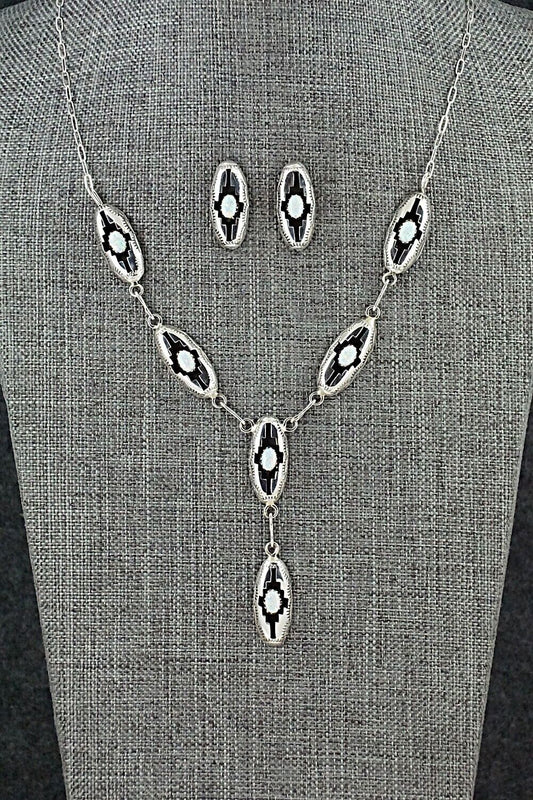 Opalite & Sterling Silver Necklace and Earrings Set - Felix Perry