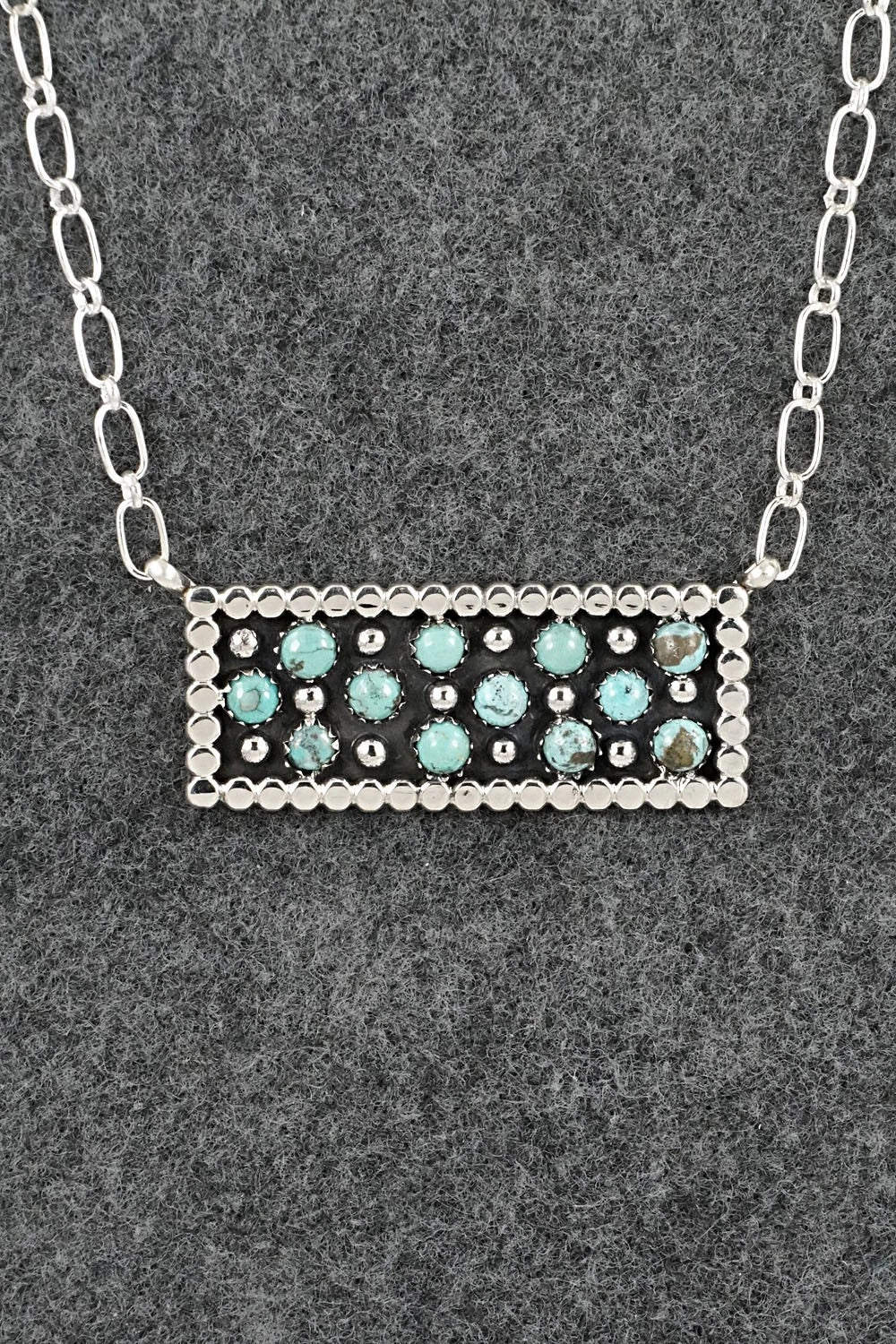 Turquoise & Sterling Silver Necklace - Kenny Lonjose