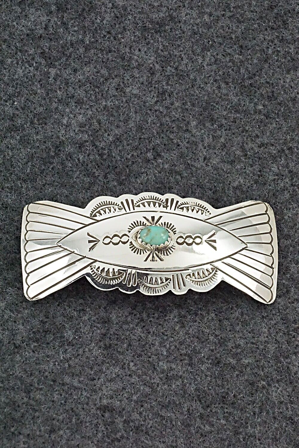 Turquoise & Sterling Silver Hair Barrette - Arlene Soce