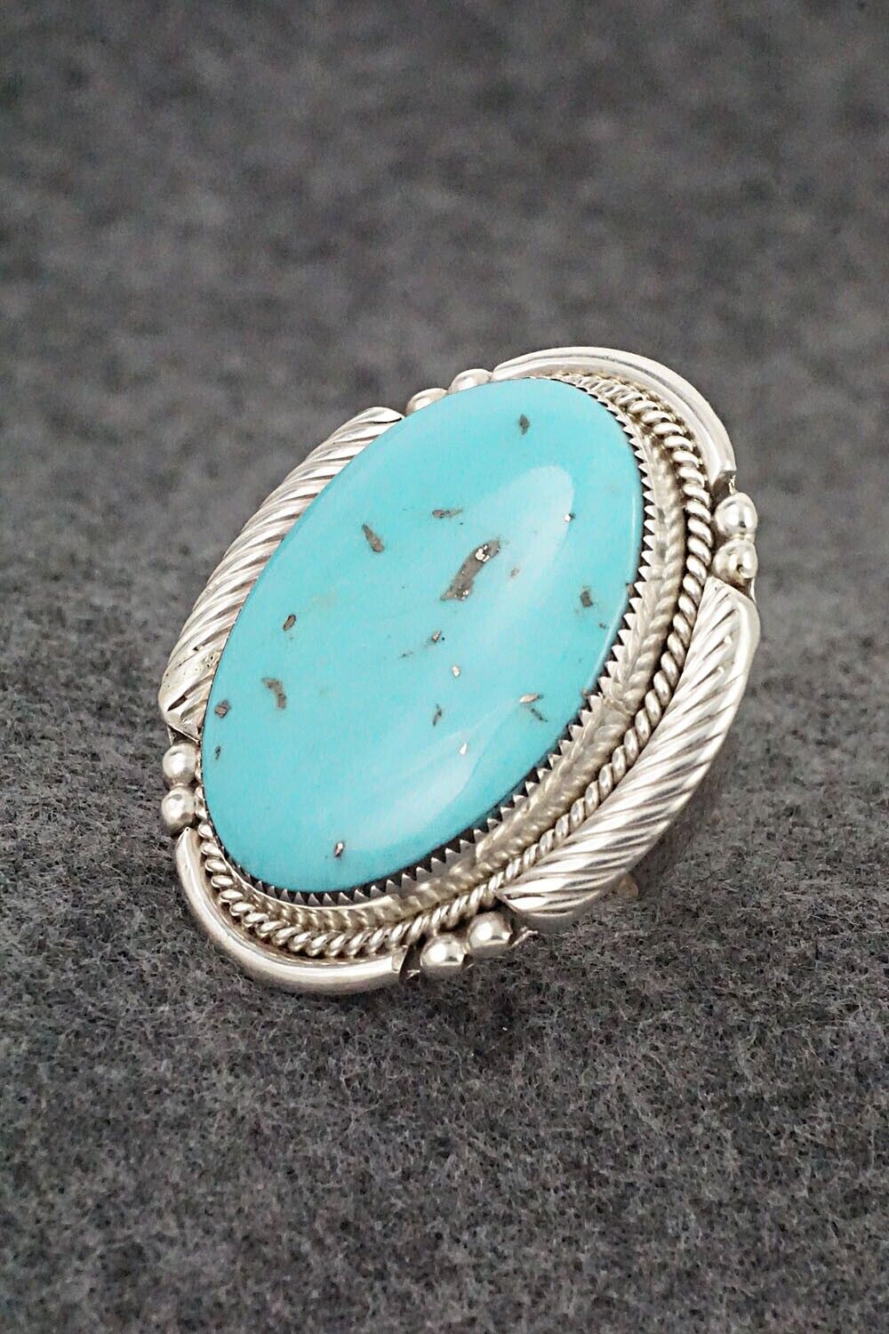 Turquoise & Sterling Silver Ring - Kenny Calavaza - Size 9