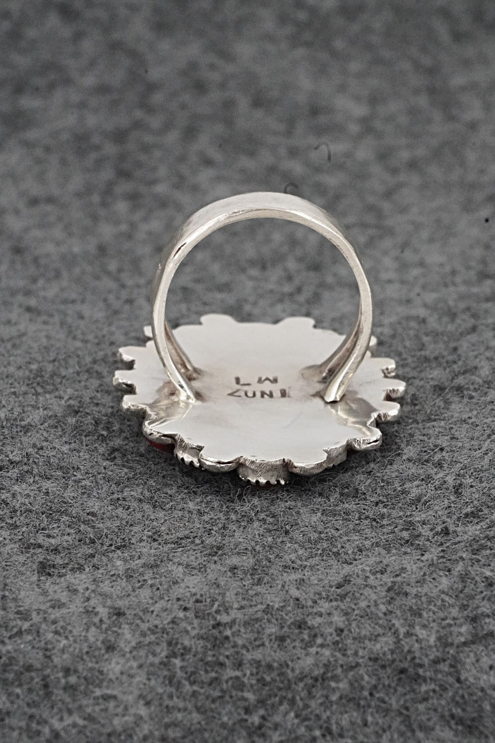 Coral & Sterling Silver Ring - Lorraine Waatsa - Size 8
