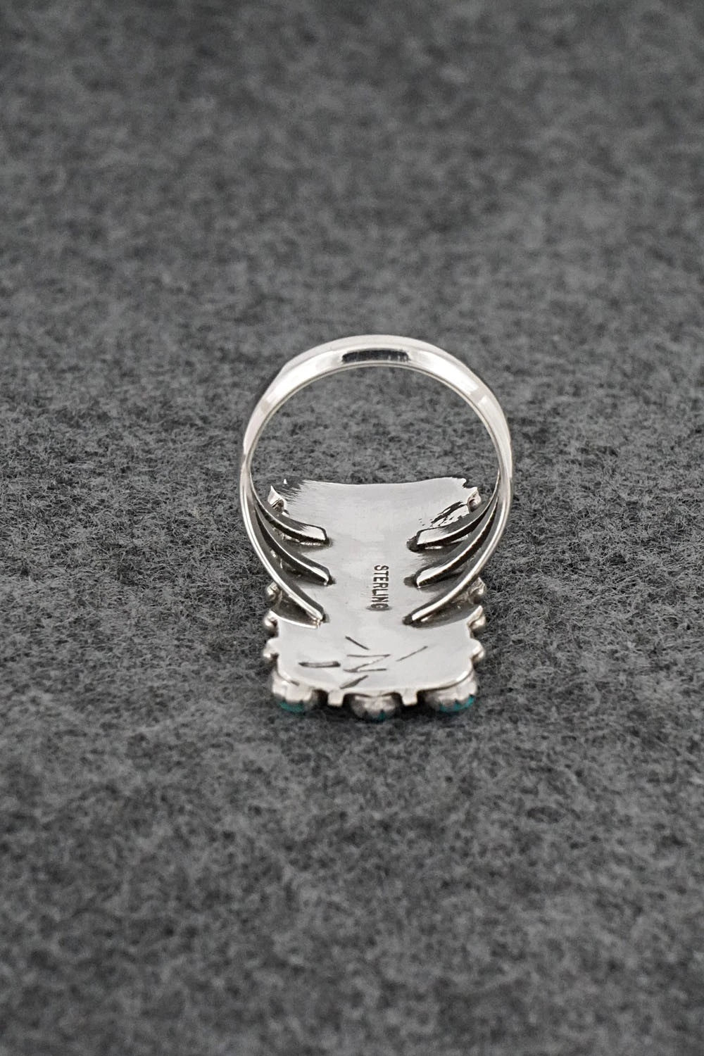 Turquoise & Sterling Silver Ring - Kenny Lonjose - Size 7.5