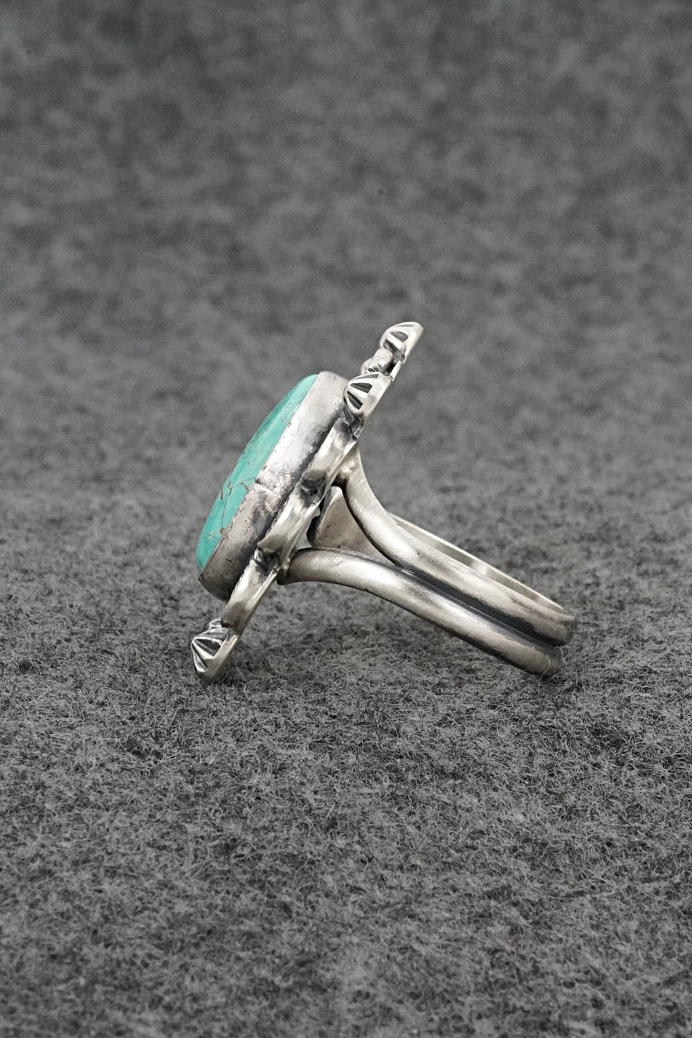 Turquoise & Sterling Silver Ring - Bobby Johnson - Size Adjustable