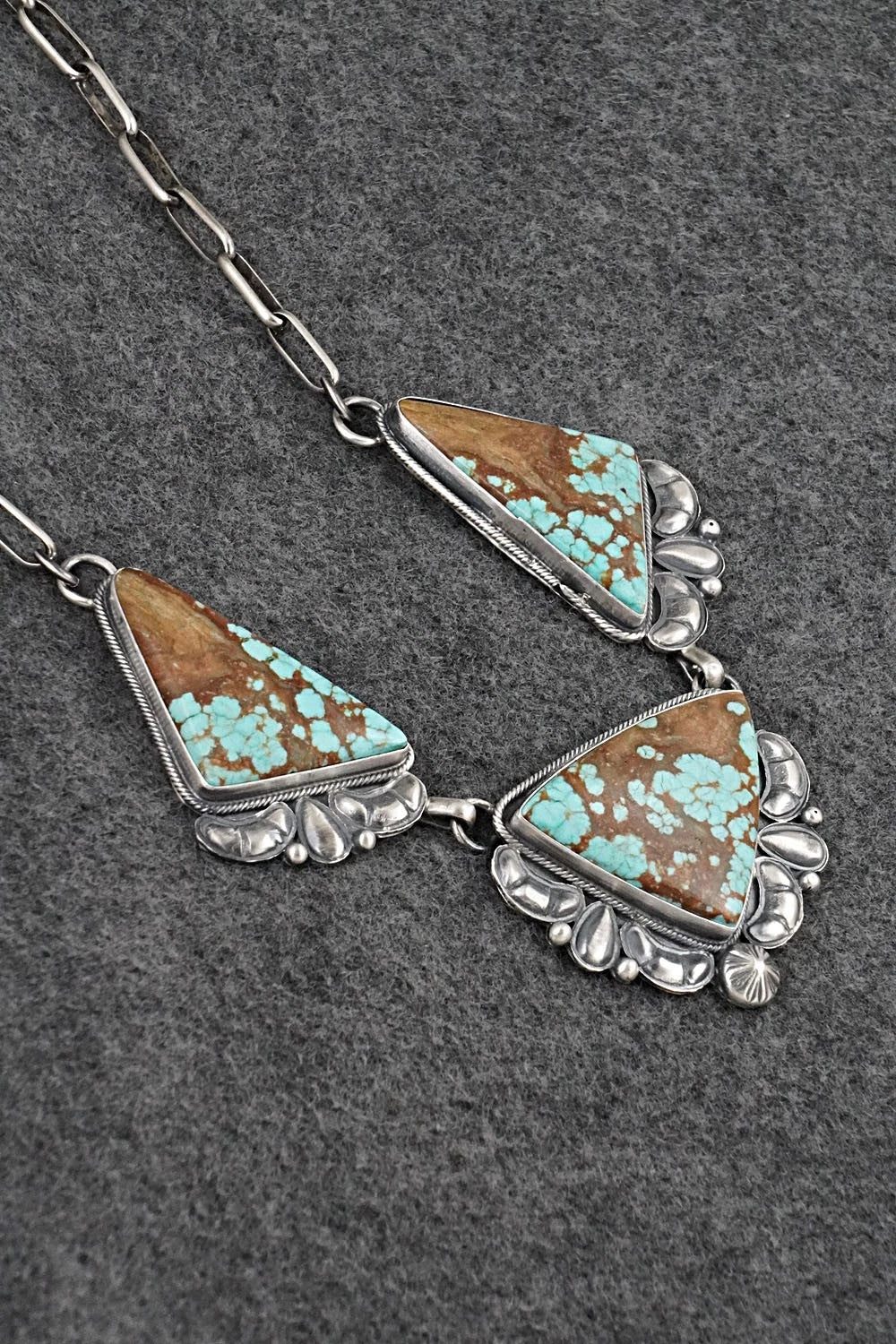 Turquoise & Sterling Silver Necklace and Earrings Set - Paul Livingston