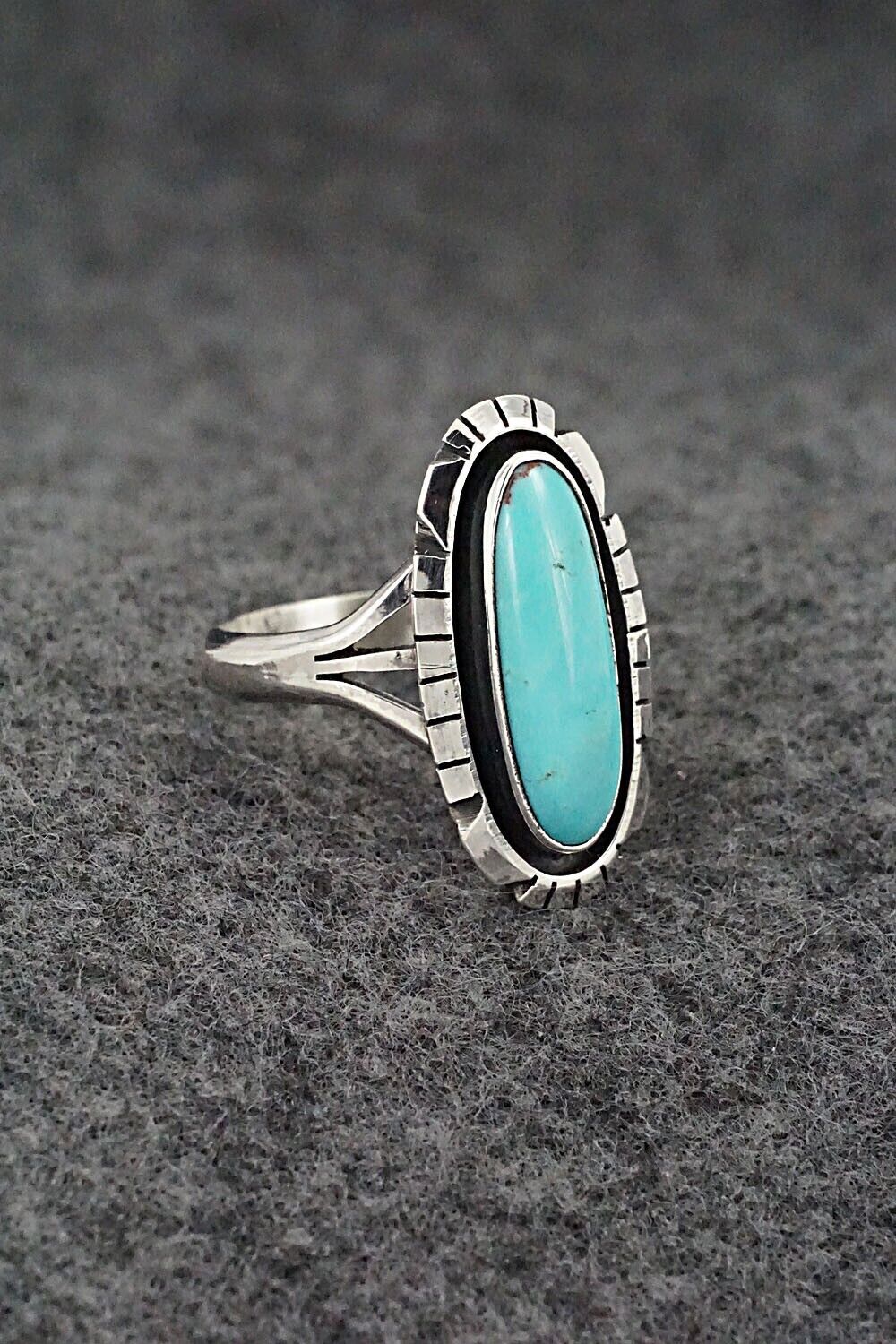 Turquoise & Sterling Silver Ring - Amos Begay - Size 7