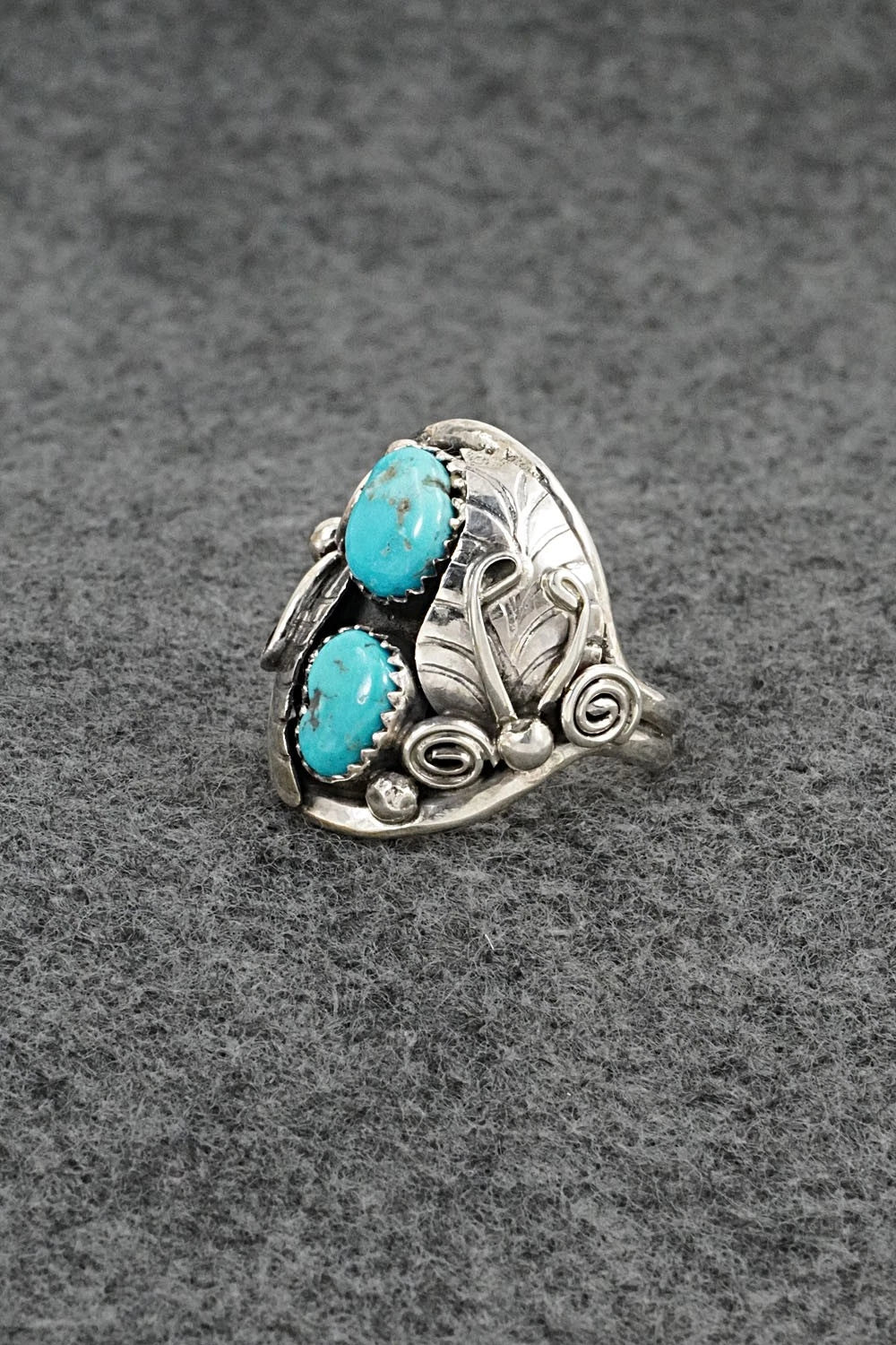 Turquoise & Sterling Silver Ring - Lorraine Brown - Size 10.75
