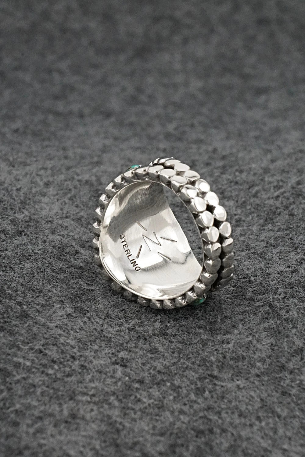 Turquoise & Sterling Silver Ring - Kenny Lonjose - Size 10