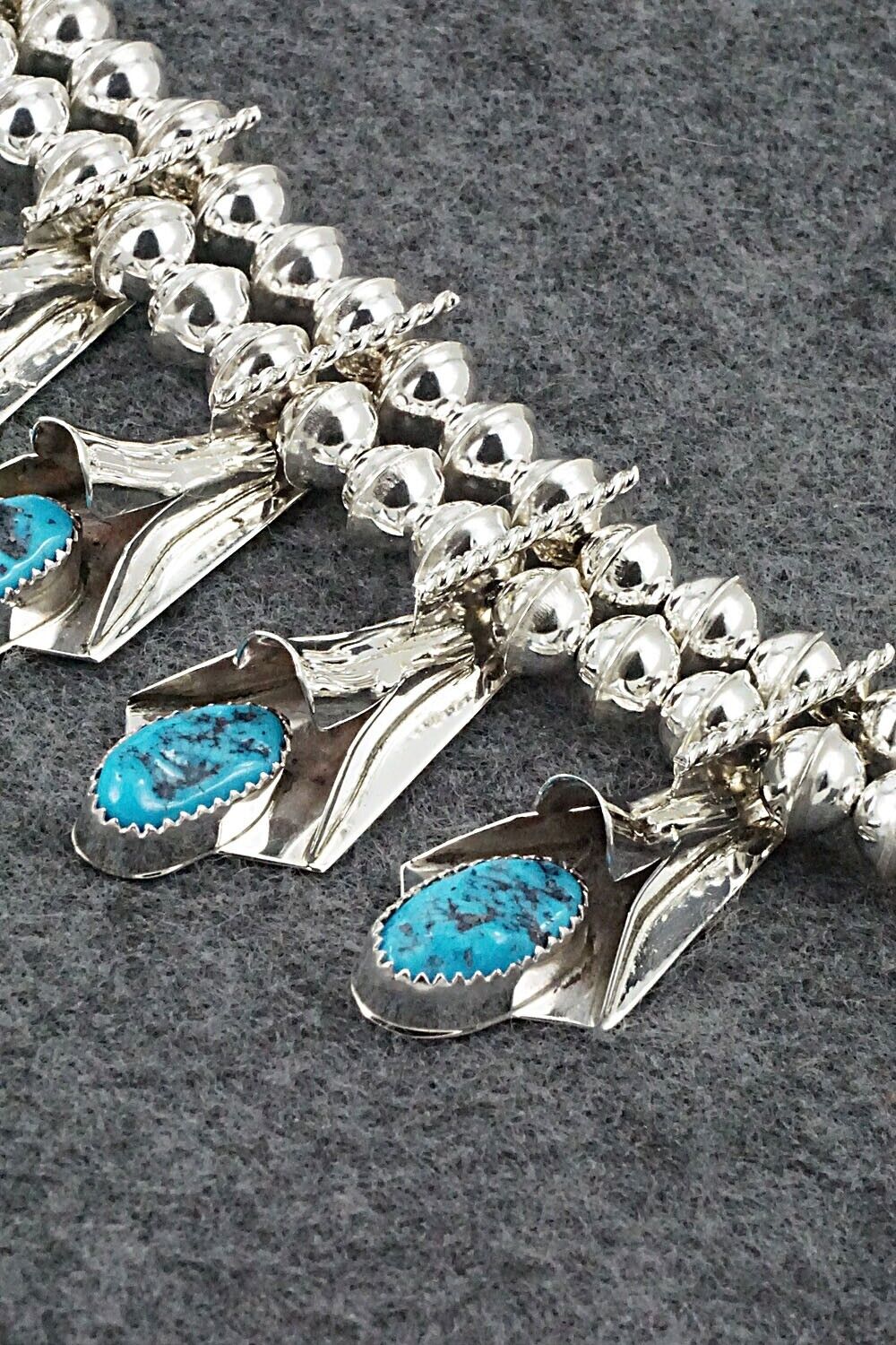 Turquoise & Sterling Silver Squash Blossom Set - Louise Yazzie