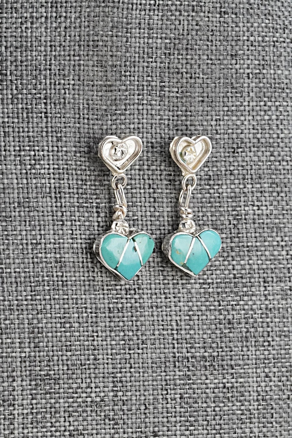 Turquoise & Sterling Silver Inlay Earrings - Ola Eriacho