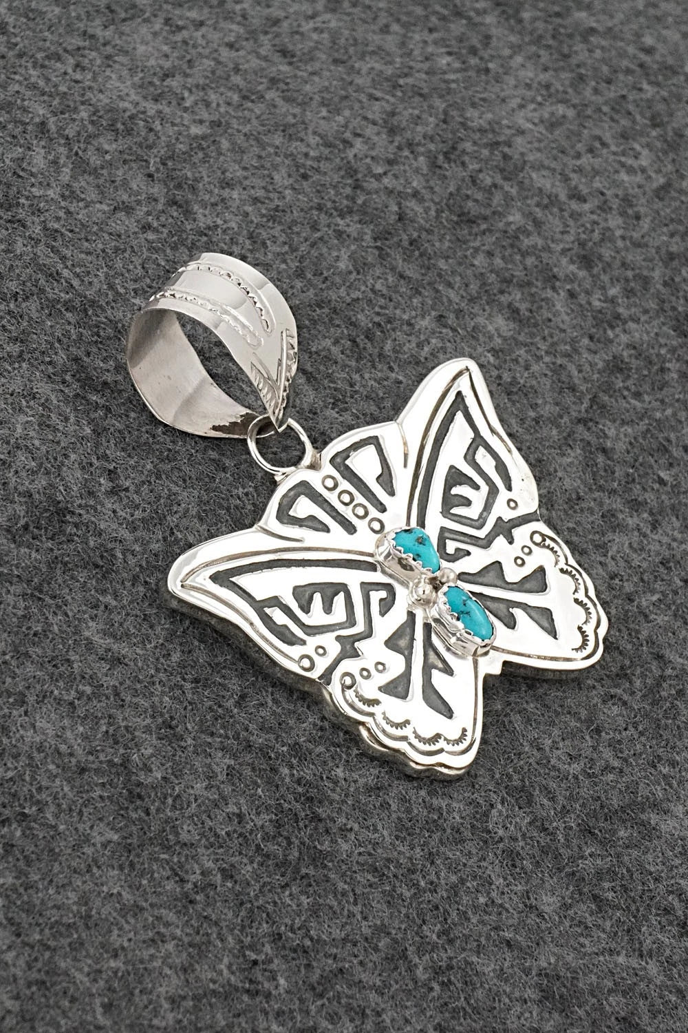 Turquoise & Sterling Silver Pendant - Alonzo Mariano