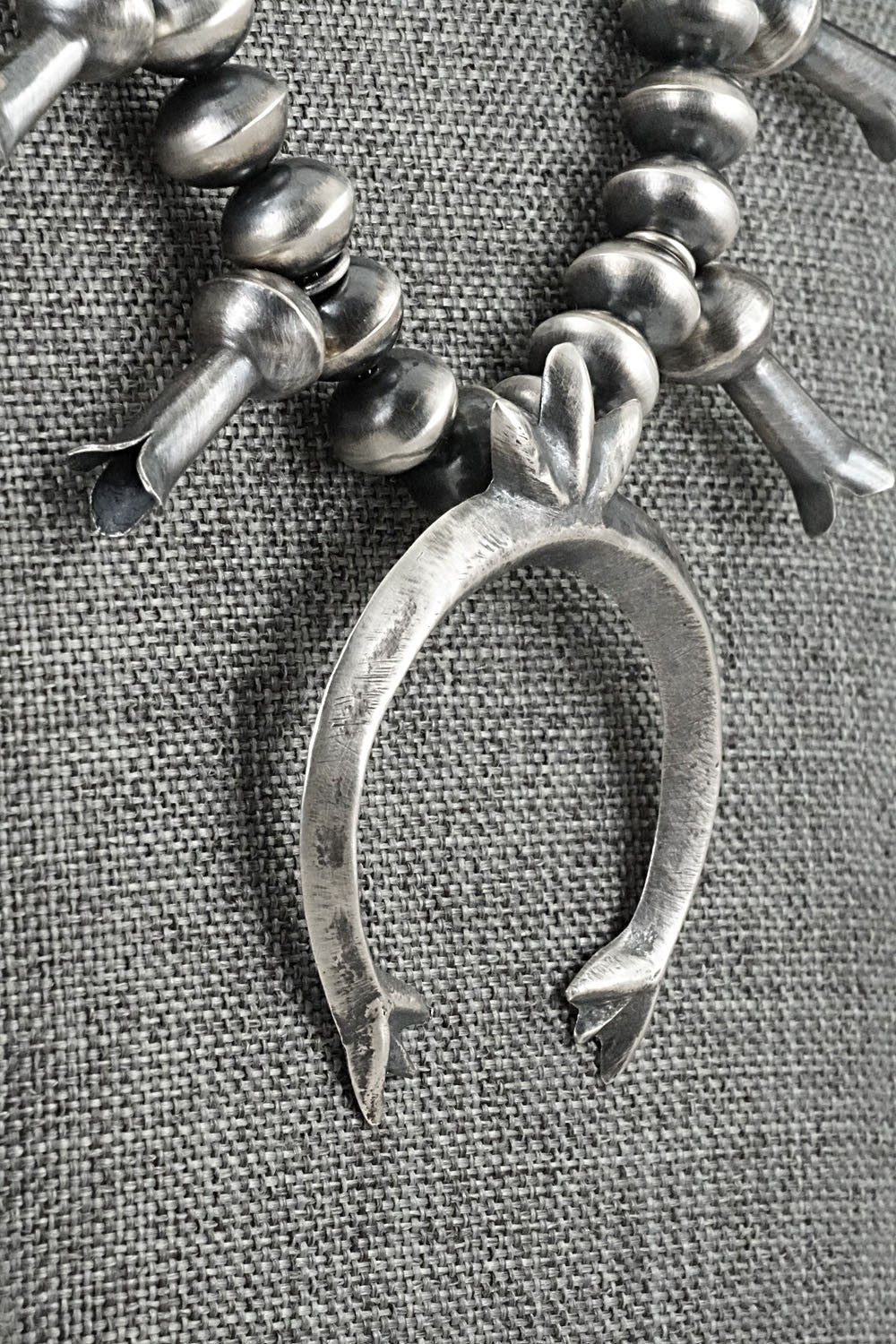 Sterling Silver Navajo Pearl Squash Blossom Necklace - Presley Haley