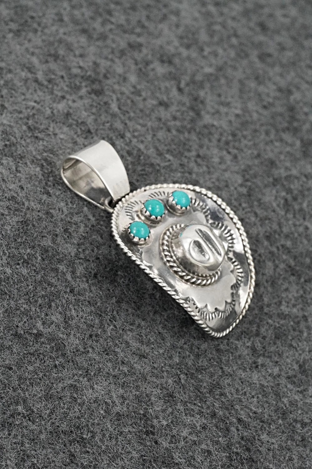 Turquoise & Sterling Silver Pendant - Bobby Platero