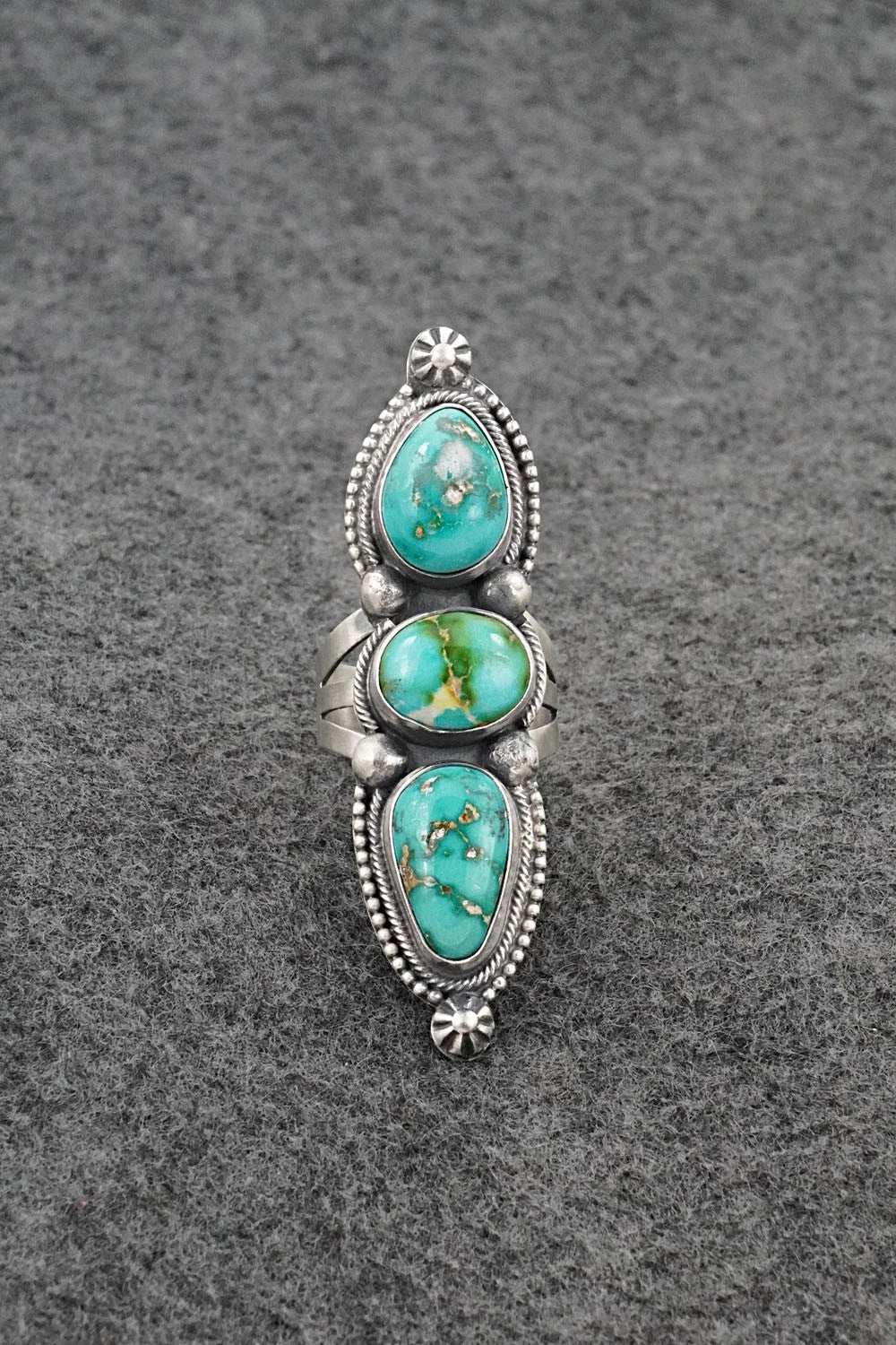 Turquoise & Sterling Silver Ring - Bobby Johnson - Size 7.5