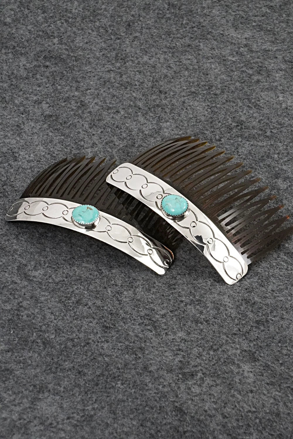 Turquoise & Sterling Silver Hair Combs - Jolene Begay