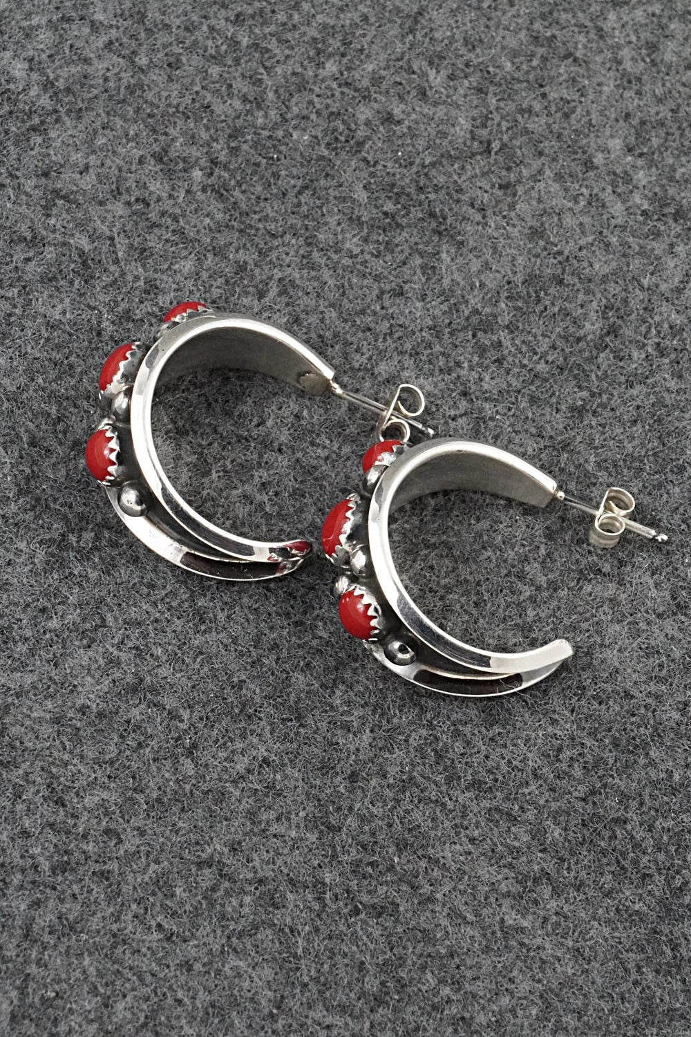 Coral & Sterling Silver Earrings - Paul Largo