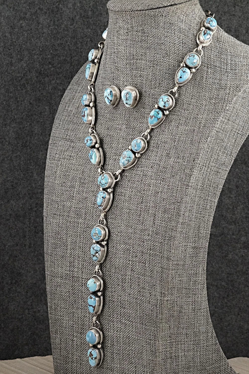 Turquoise & Sterling Silver Necklace and Earrings Set - Kathleen Livingston
