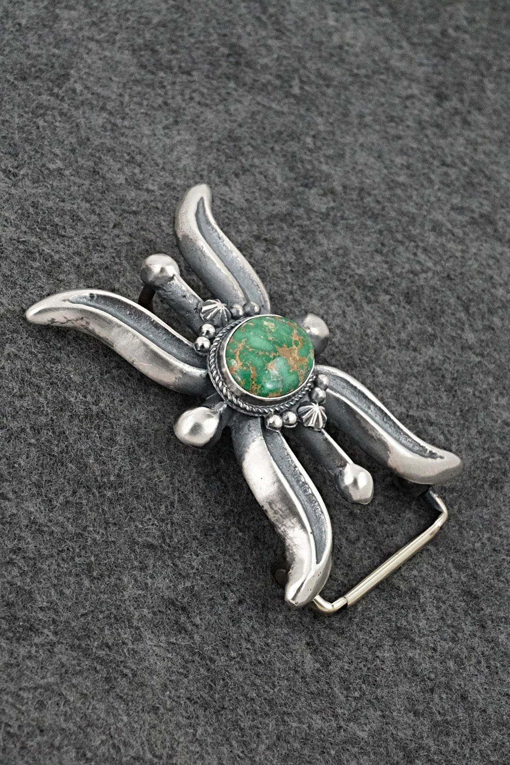 Turquoise & Sterling Silver Belt Buckle - Harrison Bitsue