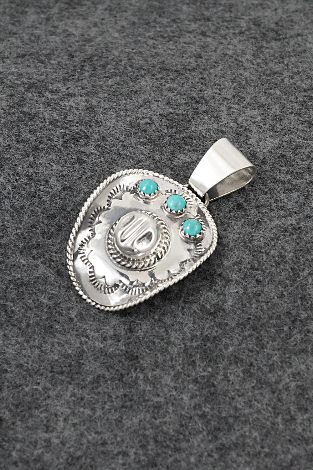 Turquoise & Sterling Silver Pendant - Bobby Platero