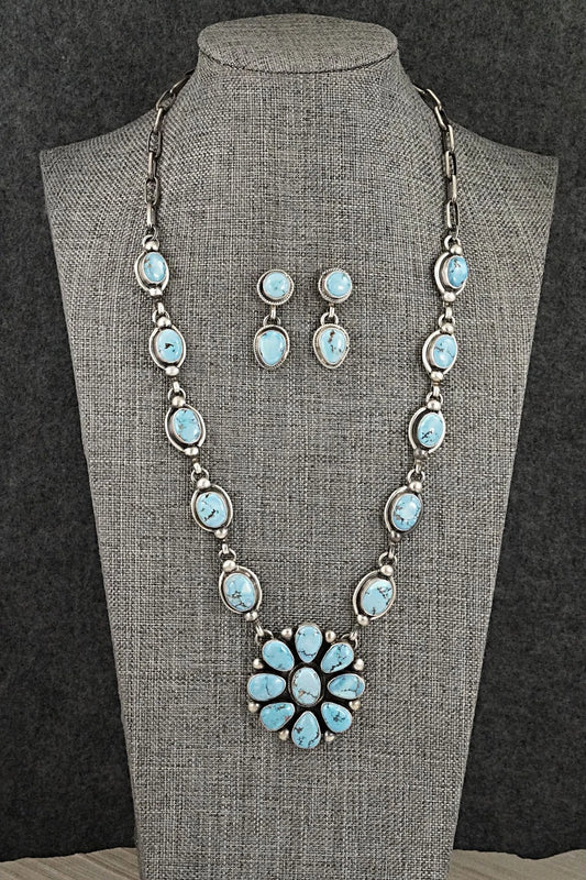 Turquoise & Sterling Silver Necklace and Earrings Set - Kathleen Livingston