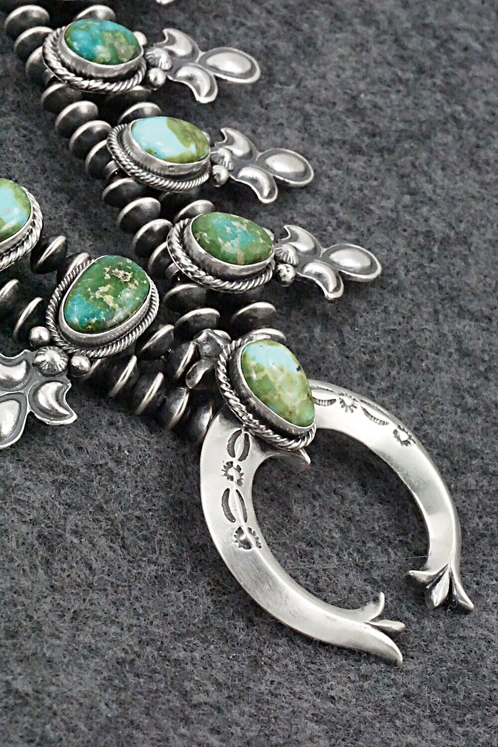 Turquoise & Sterling Silver Squash Blossom Set - Paige Gordon