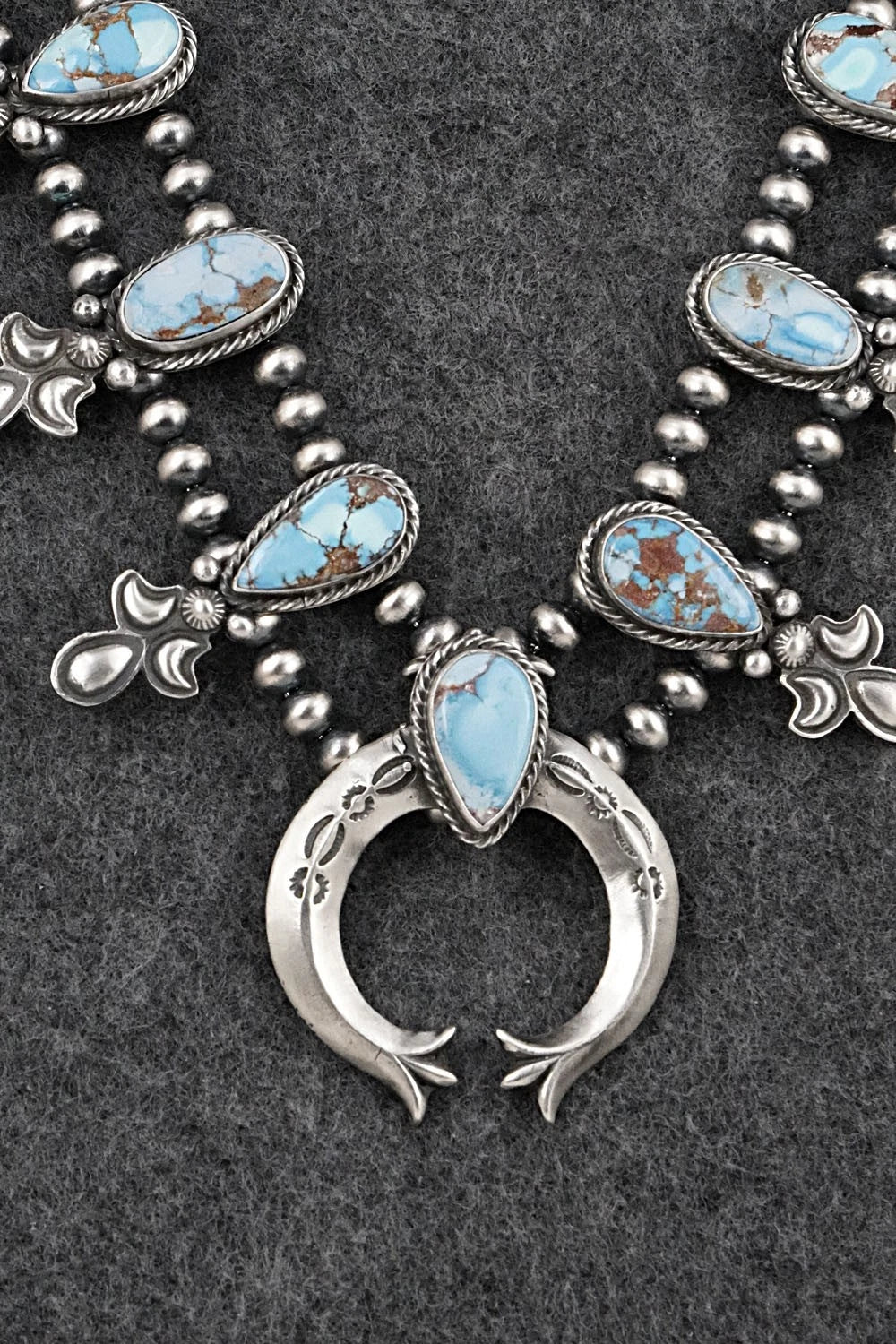 Turquoise & Sterling Silver Squash Blossom Set - Matthew Gordon