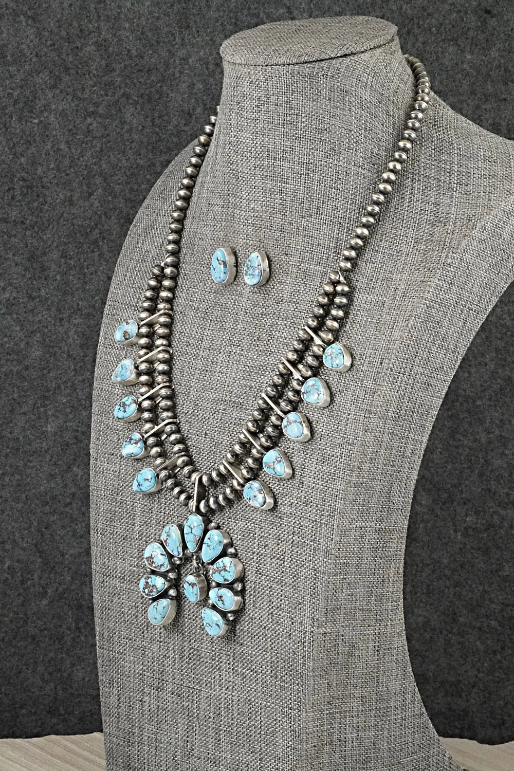 Turquoise & Sterling Silver Squash Blossom Set - Darrin Livingston
