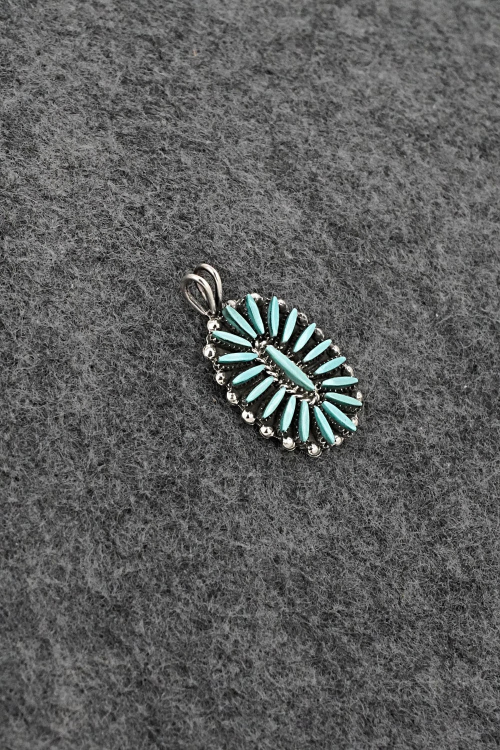 Turquoise & Sterling Silver Pendant - Fritzon Owaleon