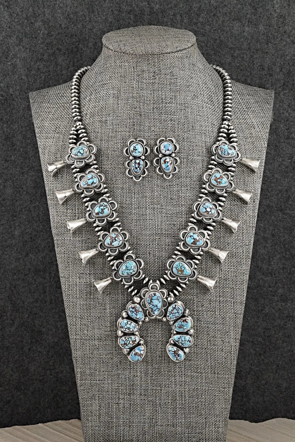 Turquoise & Sterling Silver Squash Blossom Set - Darrin Livingston