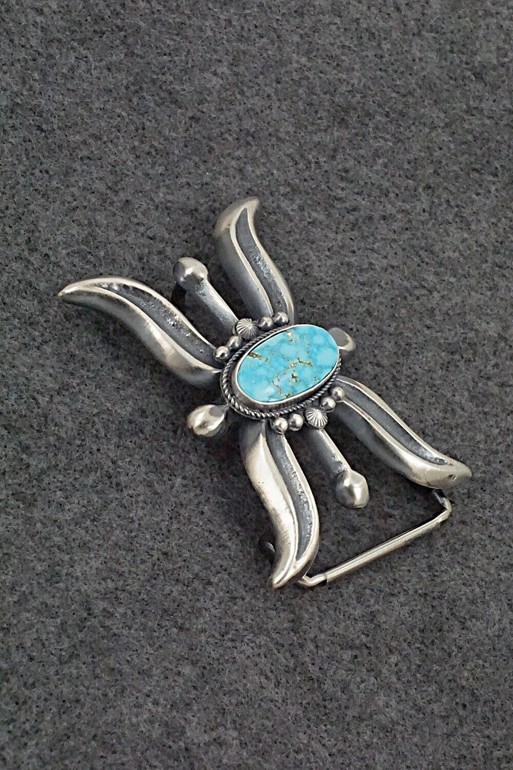 Turquoise & Sterling Silver Belt Buckle - Harrison Bitsue