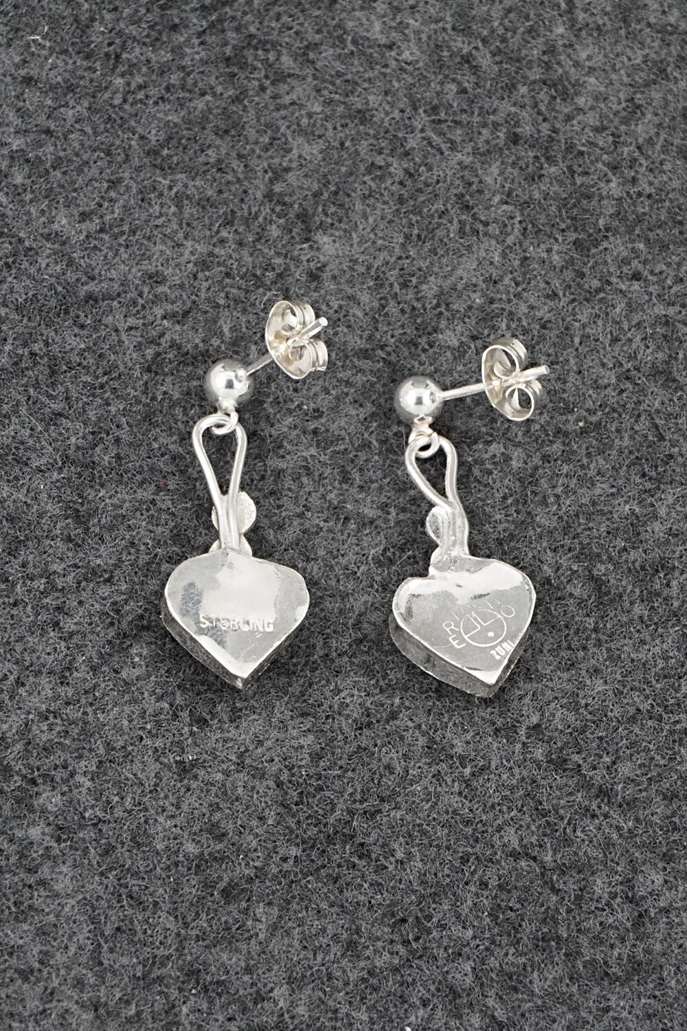 Coral Inlay & Sterling Silver Earrings - Ola Eriacho