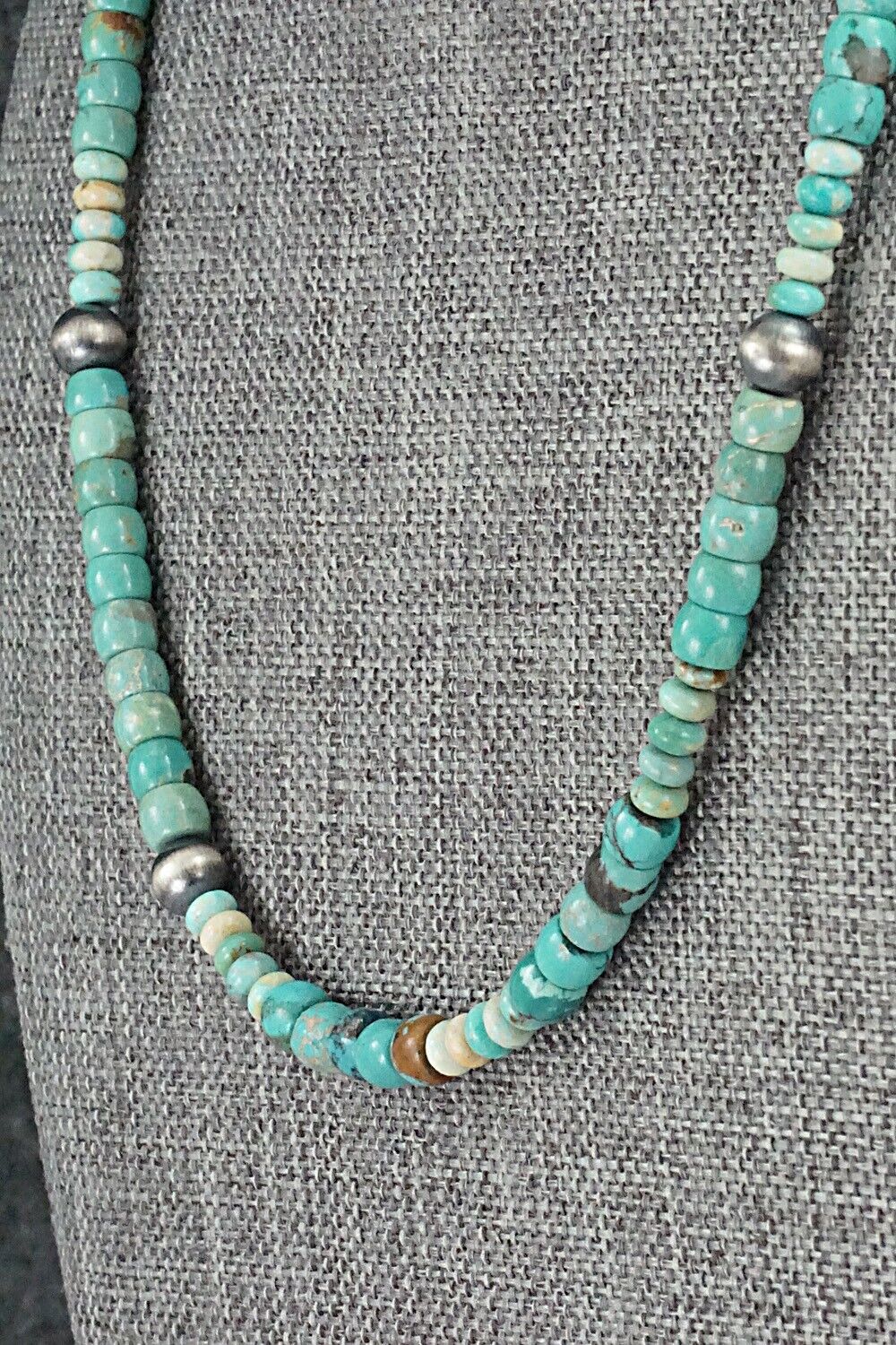 Turquoise & Sterling Silver Necklace 18" - Doreen Jake