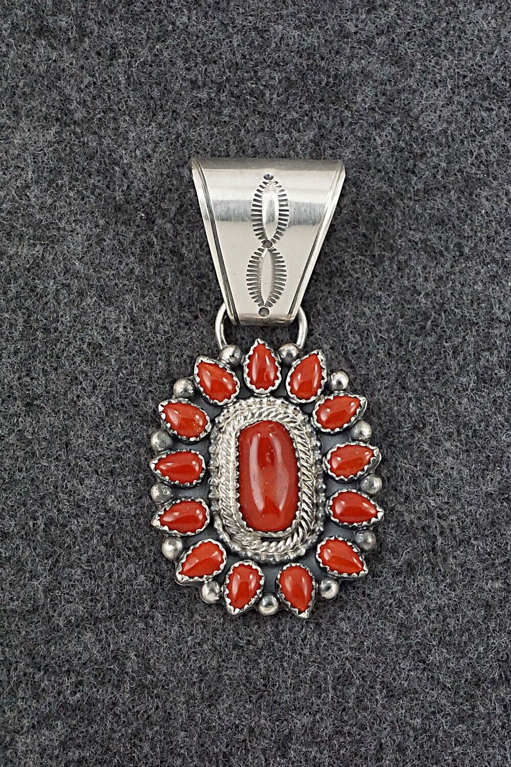 Coral & Sterling Silver Pendant - Tom Lewis