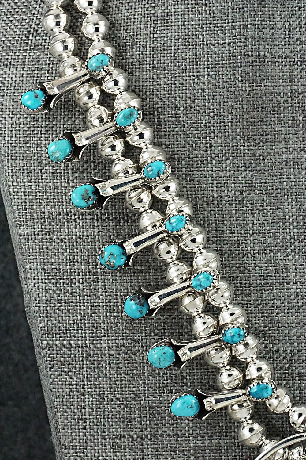 Turquoise & Sterling Silver Squash Blossom Set - Phil Garcia