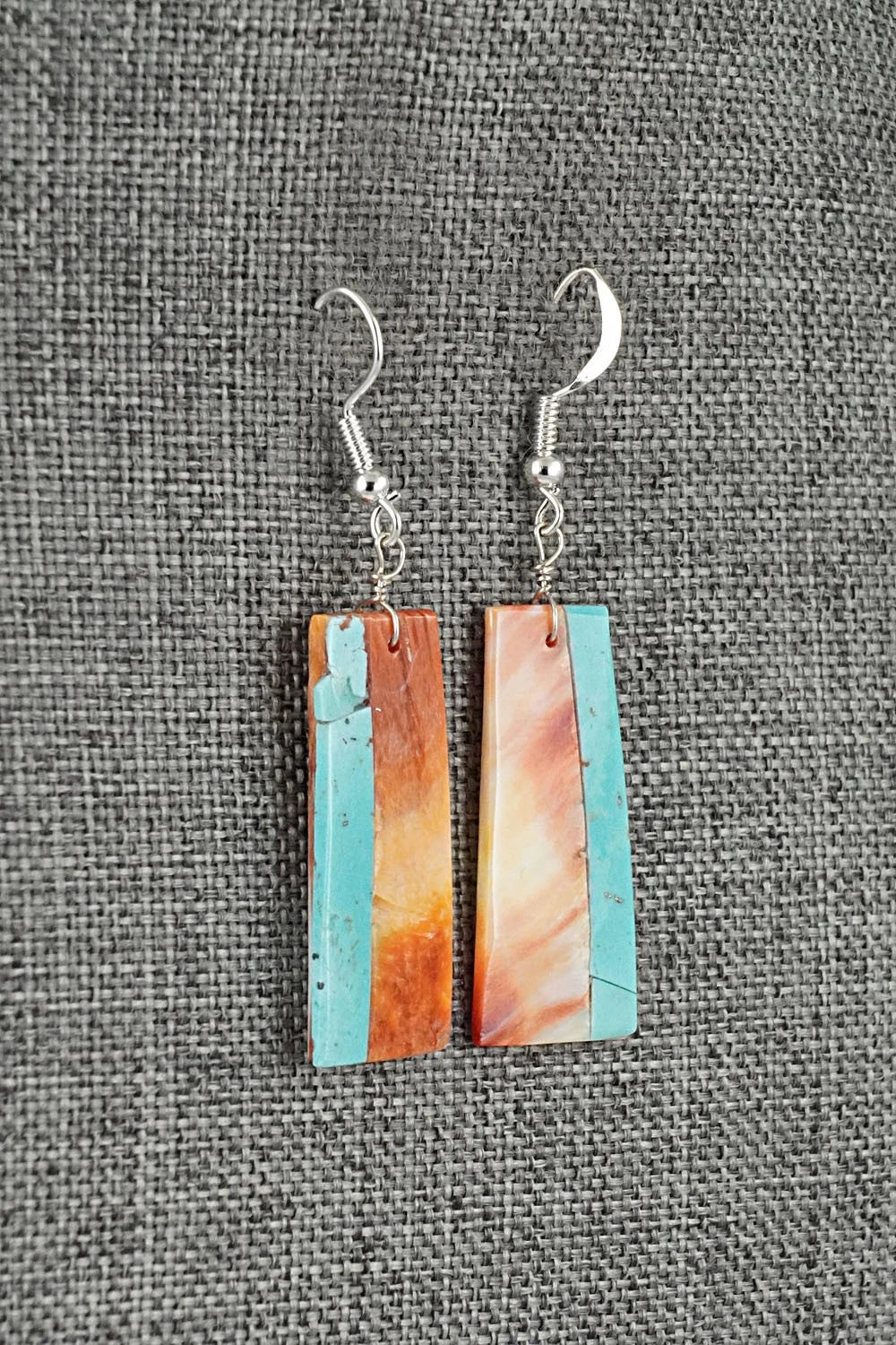 Spiny Oyster, Turquoise & Sterling Silver Earrings - Louise Pete