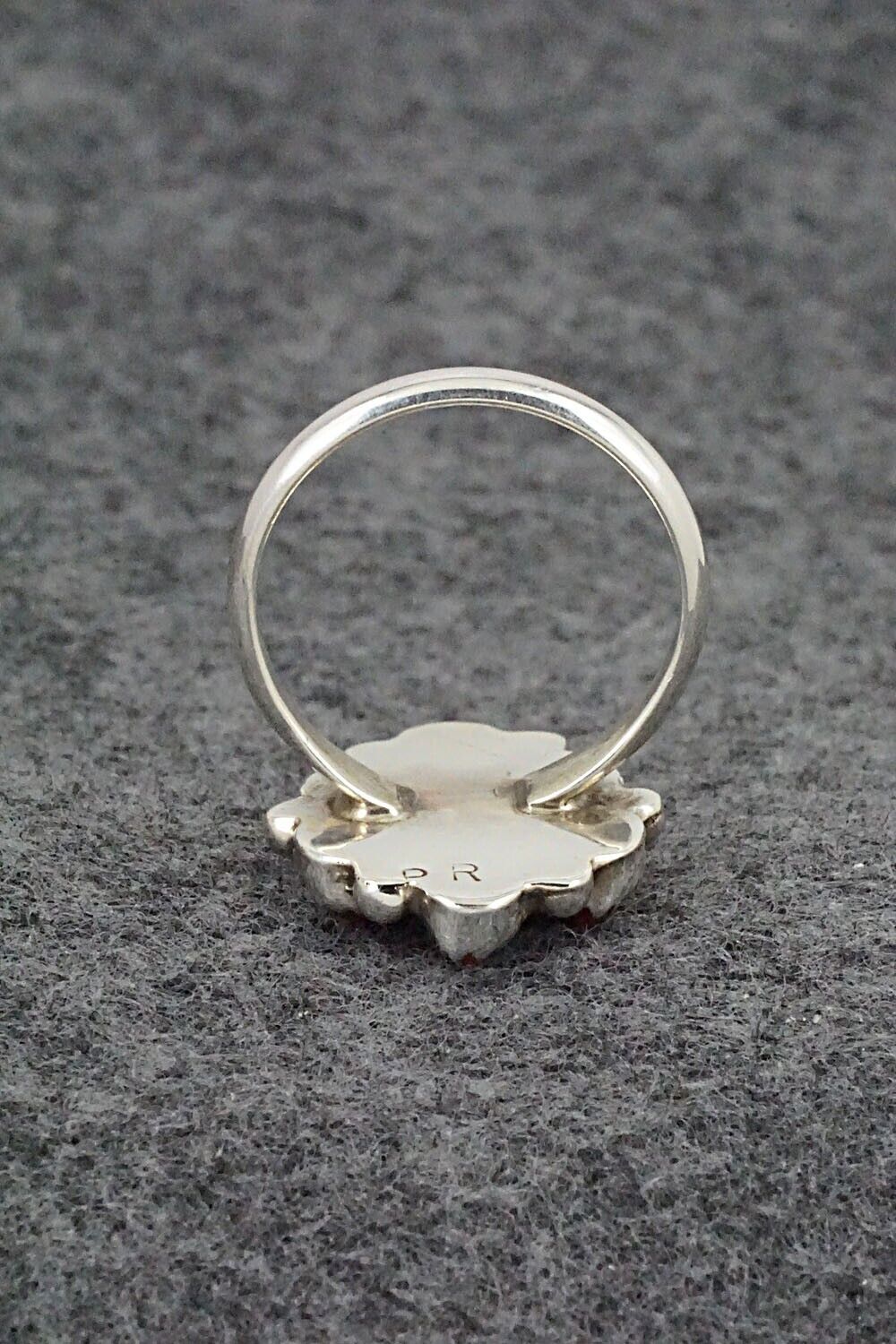 Coral & Sterling Silver Ring - Priscilla Reeder - Size 8.25