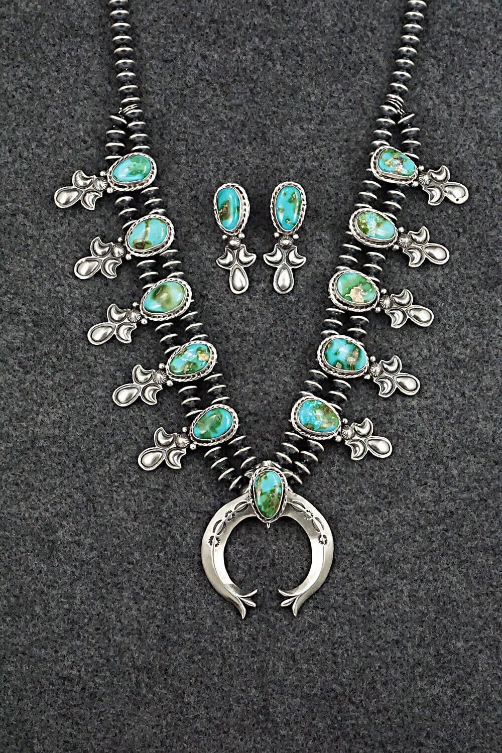 Turquoise & Sterling Silver Squash Blossom Set - Adrienne Gordon