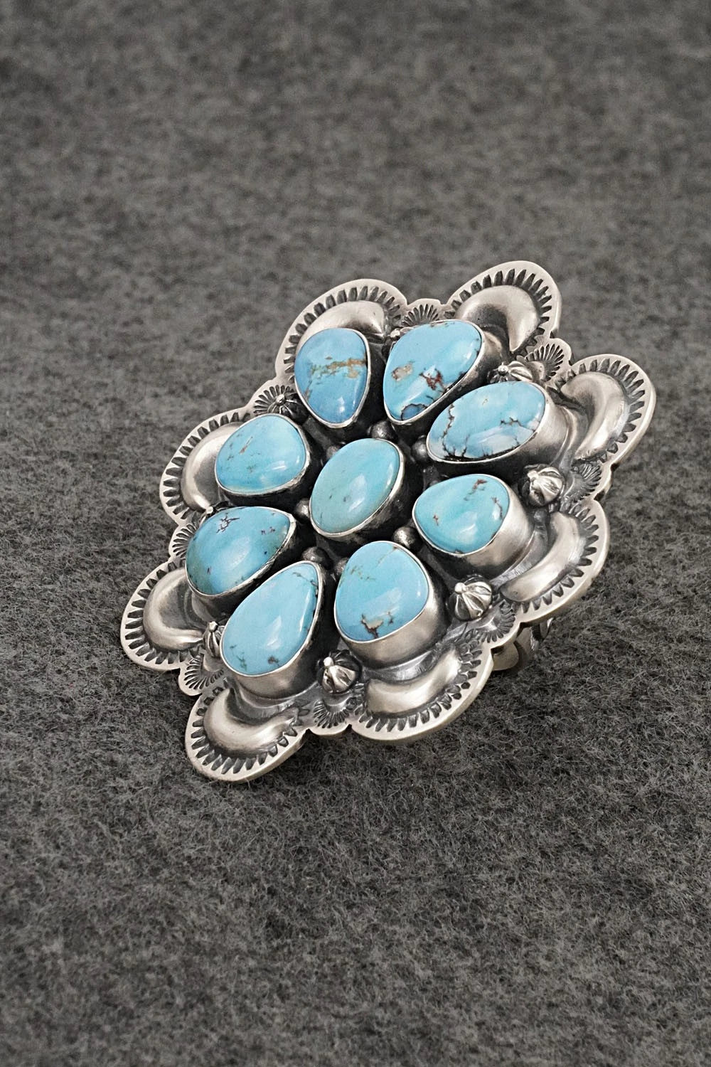 Turquoise & Sterling Silver Ring - Mark Yazzie - Size 8.5 Adj.