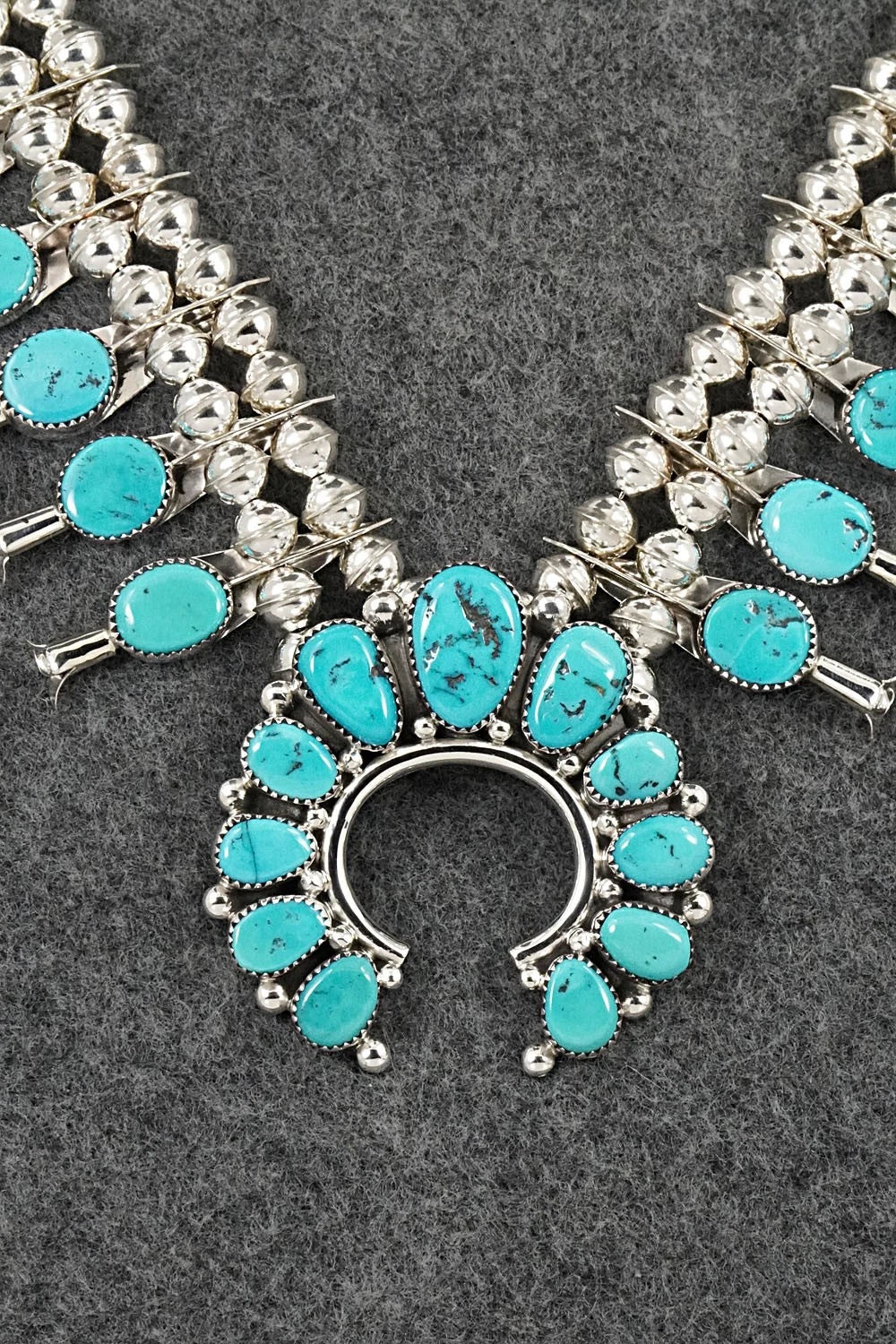 Turquoise & Sterling Silver Squash Blossom Set - Califreda Roanhorse
